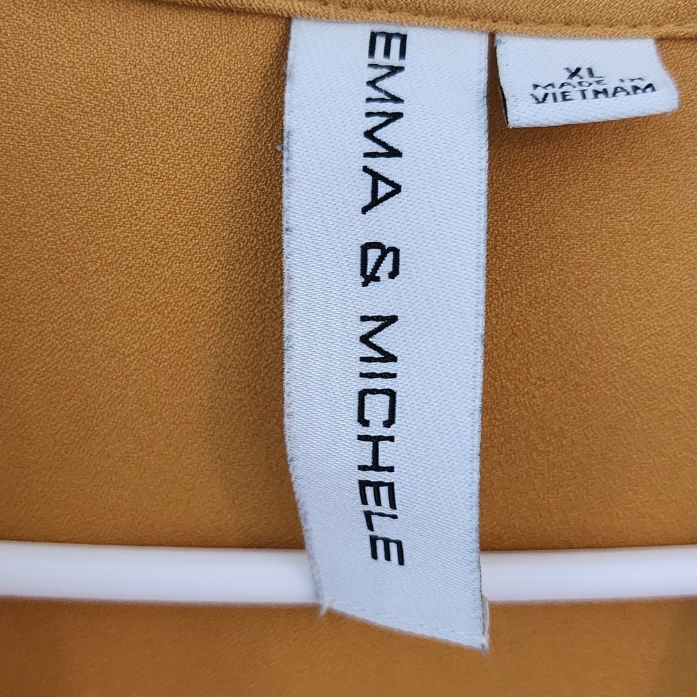 Emma & Michele Womens Dress XL Golden Ruffled Collar V Neck Mustard Yellow - Picture 4 of 5